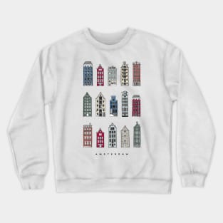 Colorful Amsterdam Houses, Netherlands. Realistic illustration. Crewneck Sweatshirt